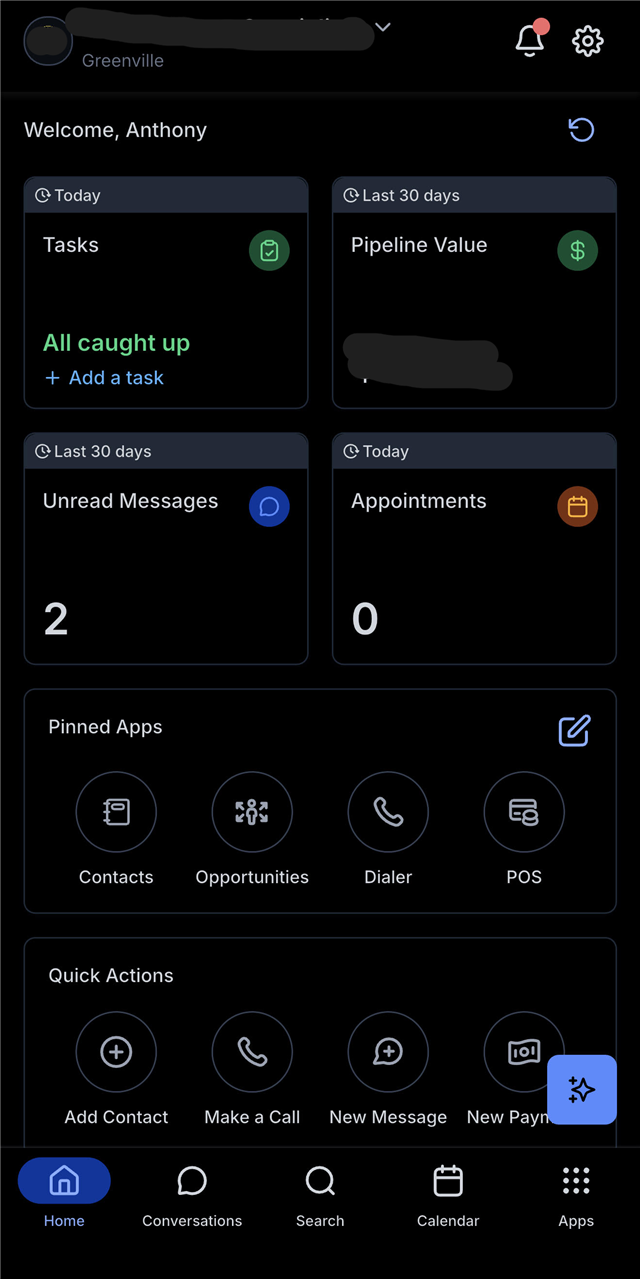 The mobile app home screen — your day at a glance